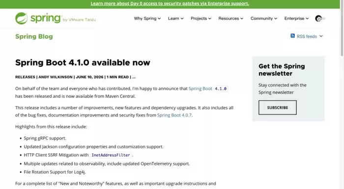 Spring Boot 4.1正式发布:原生整合gRPC并强化可观测性