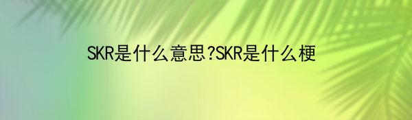 SKR究竟是什么意思？SKR这个梗到底怎么火起来的