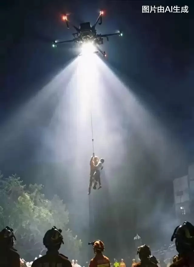 横州披露无人机吊人救援细节，网上热传“神图” 系AI合成