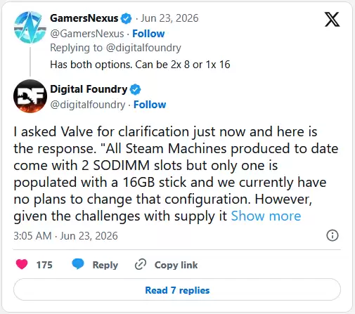 Steam Machine因DDR5供应波动,内存配置分