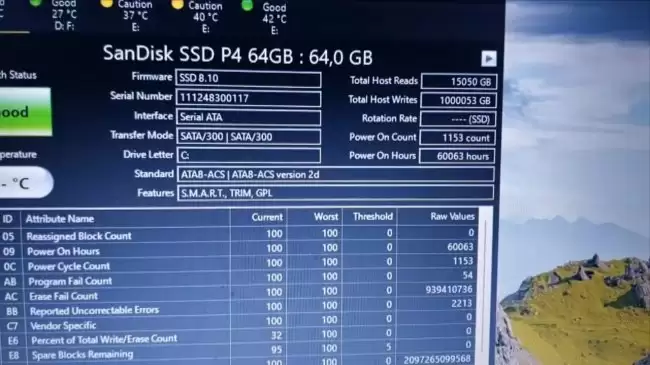 16年老64GB SSD写入100万GB仍然正常运行超出标称写入总量的25倍