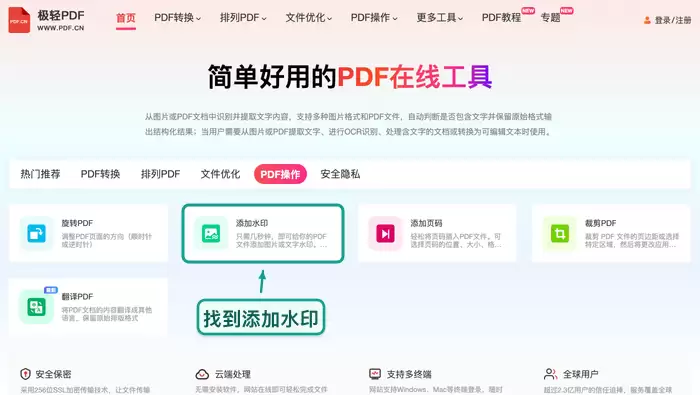 找到添加水印入口