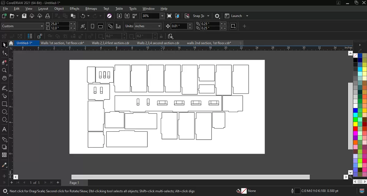 CorelDRAW 界面中绘制矢量平面结构图
