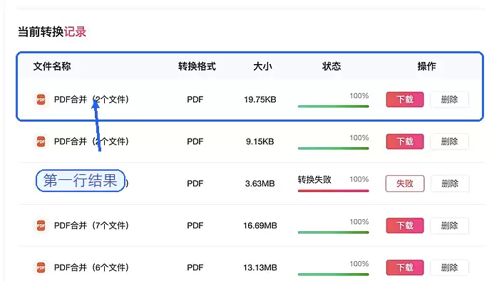 下载并检查PDF合并结果