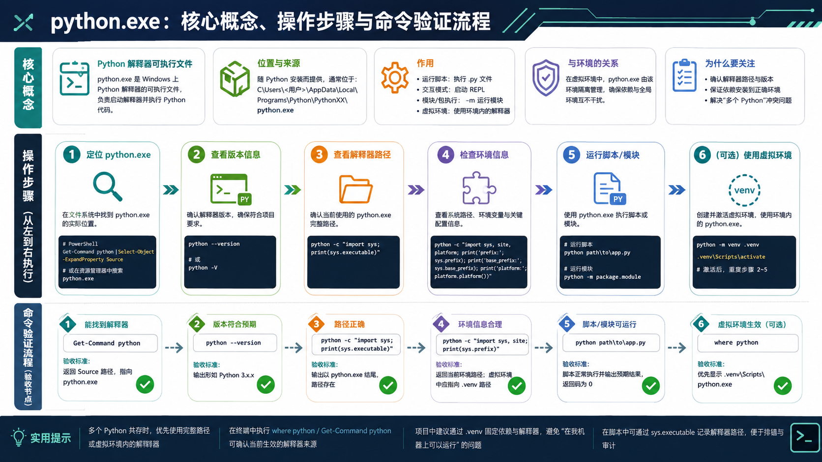 python.exe 核心操作与排错:环境验证、依赖管理与决策路径