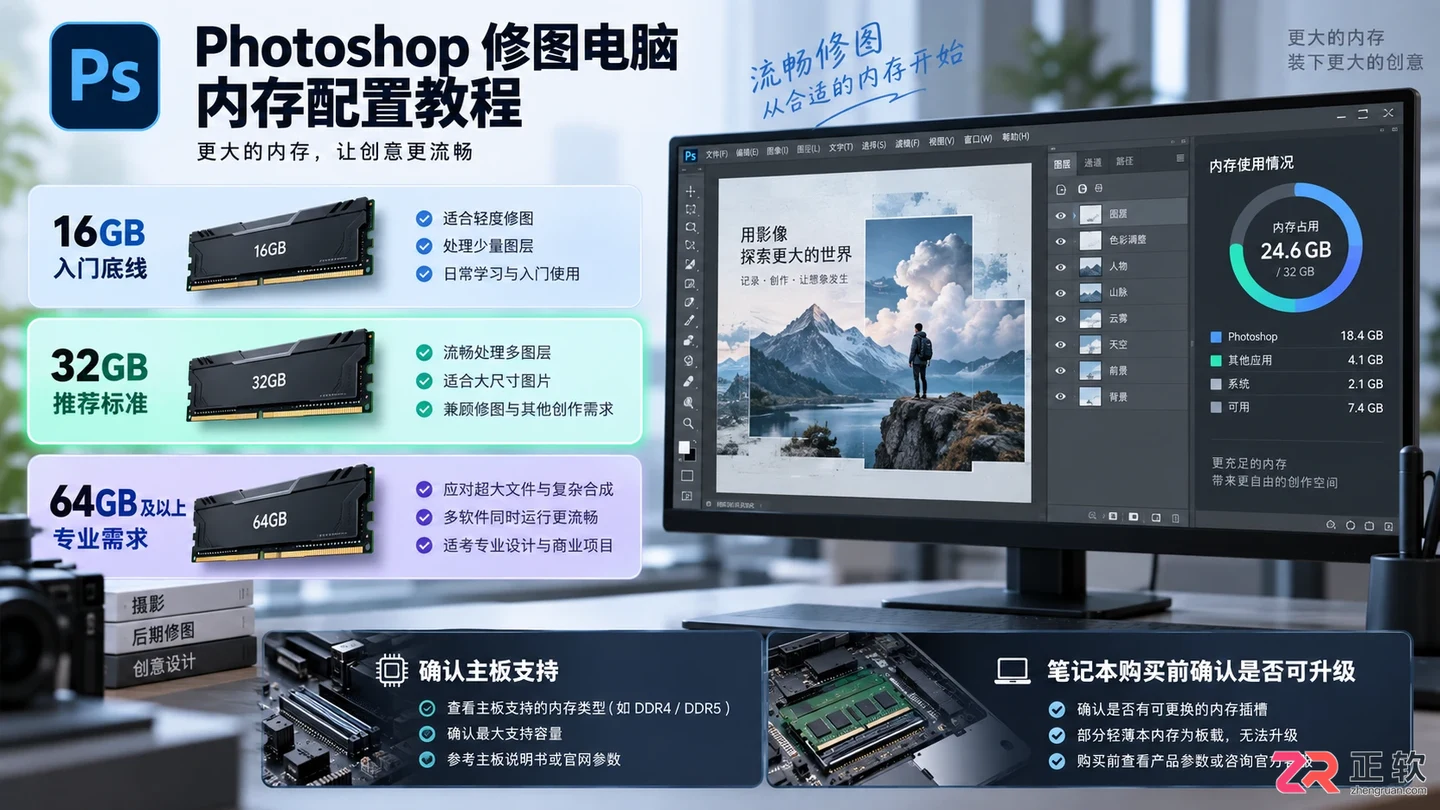 Photoshop修图电脑配置怎么选：台式机与笔记本配置建议