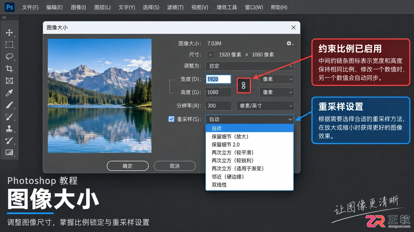 Photoshop图层大小怎么调整?等比例缩放与尺寸设置
