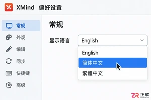 XMind安装后的初始设置优化:语言、保存路径与文件关联