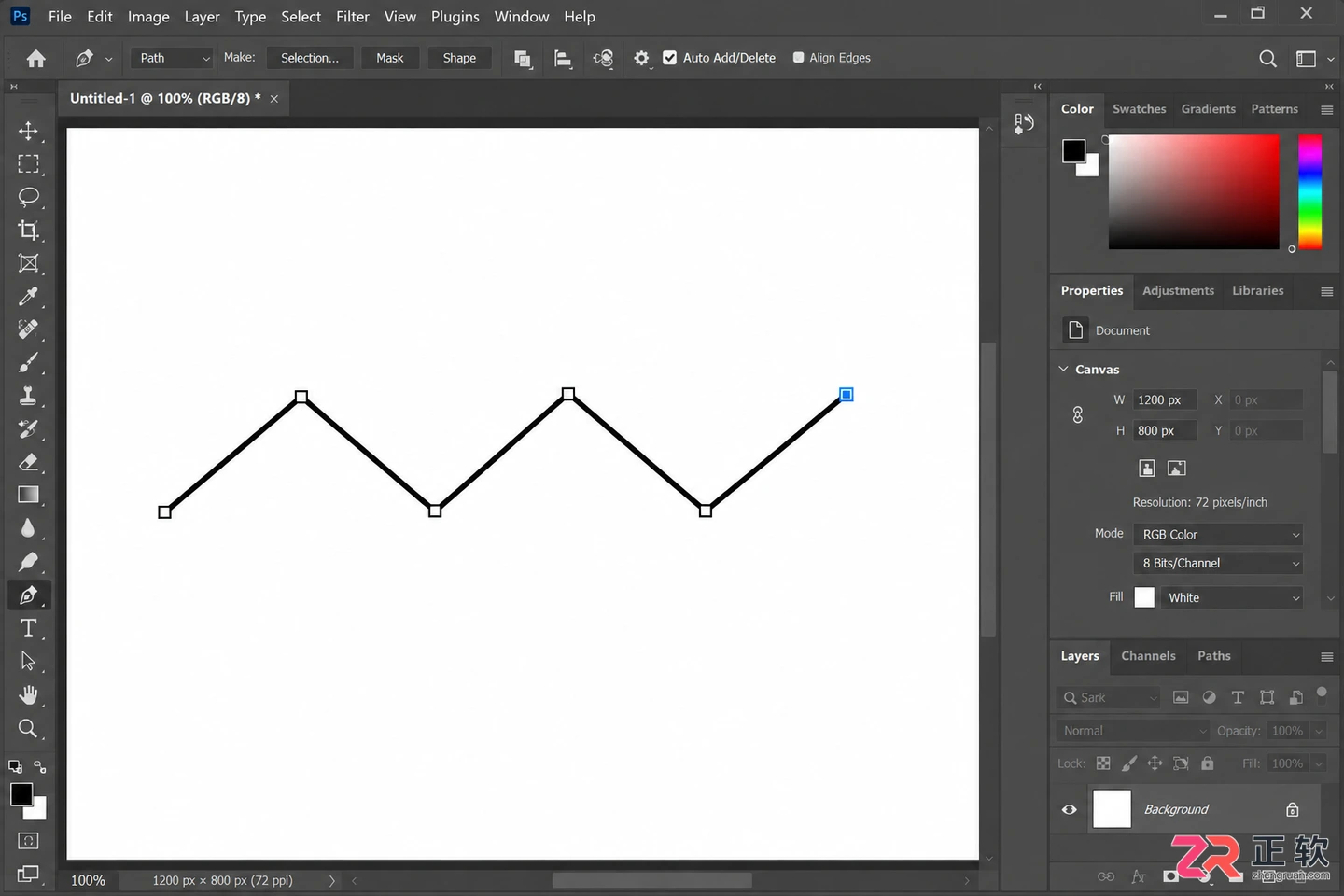 photoshop 路径 线条 颜色怎么画