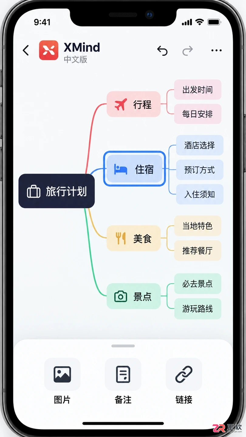 XMind手机版怎么插入图片、备注和超链接?