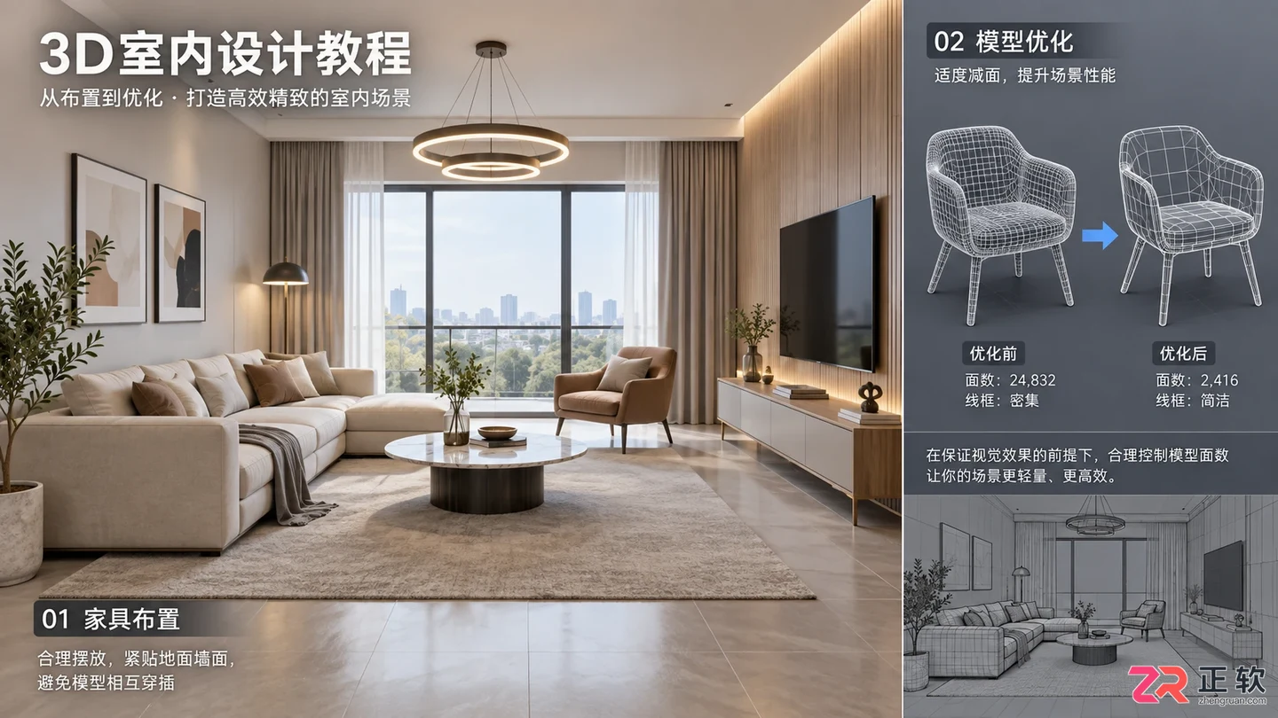 3dmax室内设计的技巧与方法：建模步骤及效果图制作教程