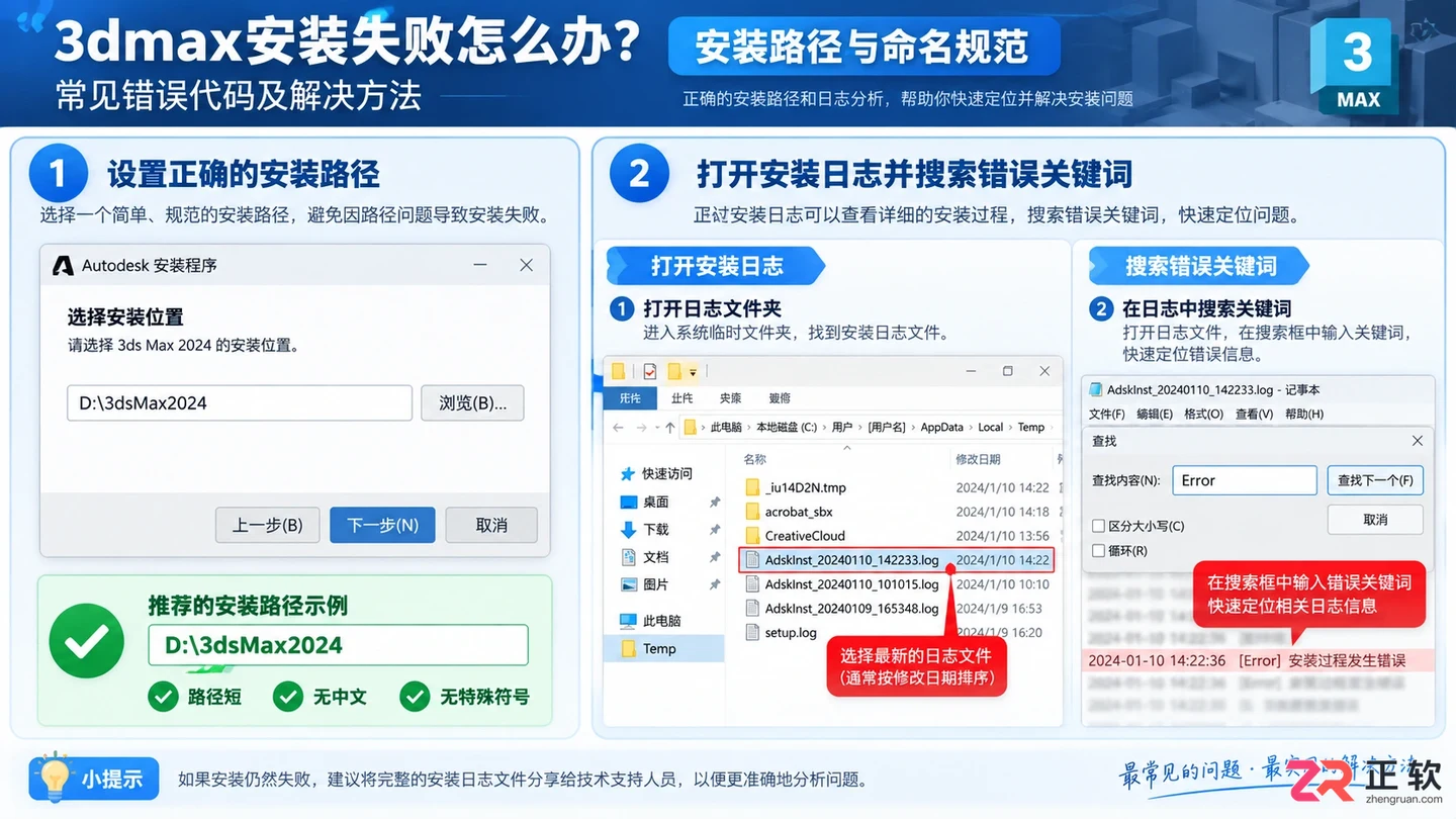 3dmax安装失败怎么办？常见错误代码及解决方法
