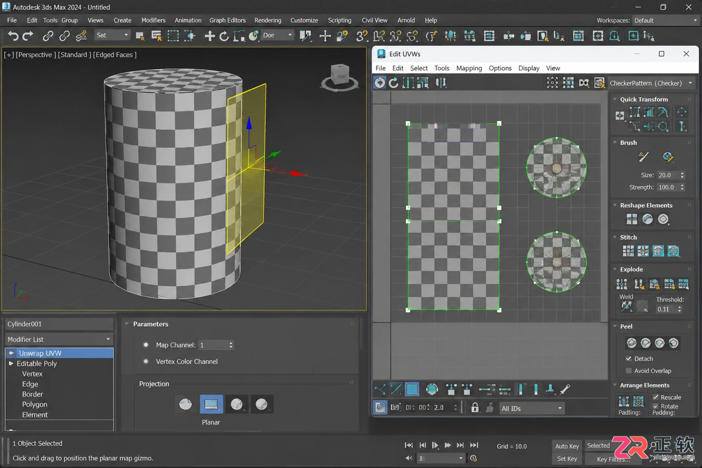3ds Max Unwrap UVW修改器基础操作与接缝处理