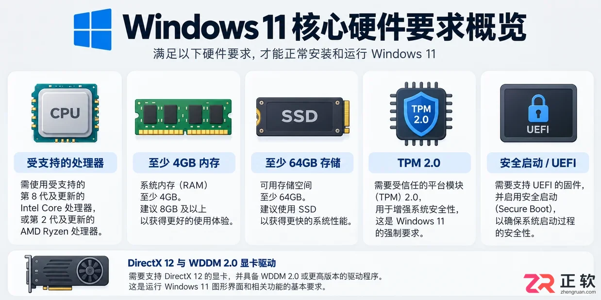 Windows11硬件要求详解:TPM2.0、安全启动到底卡在哪