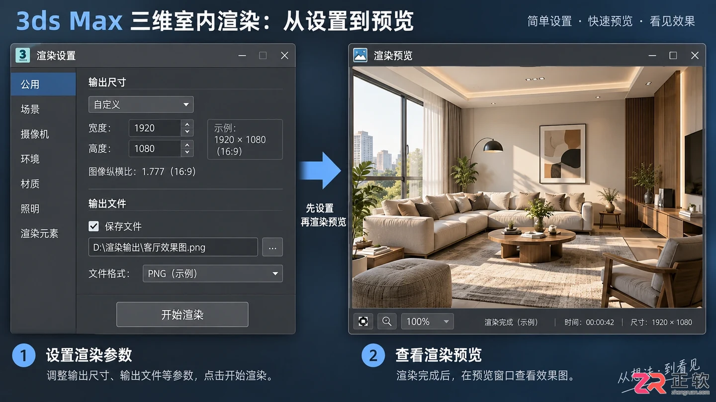3dmax室内设计效果图实训教程：建模与效果图制作步骤