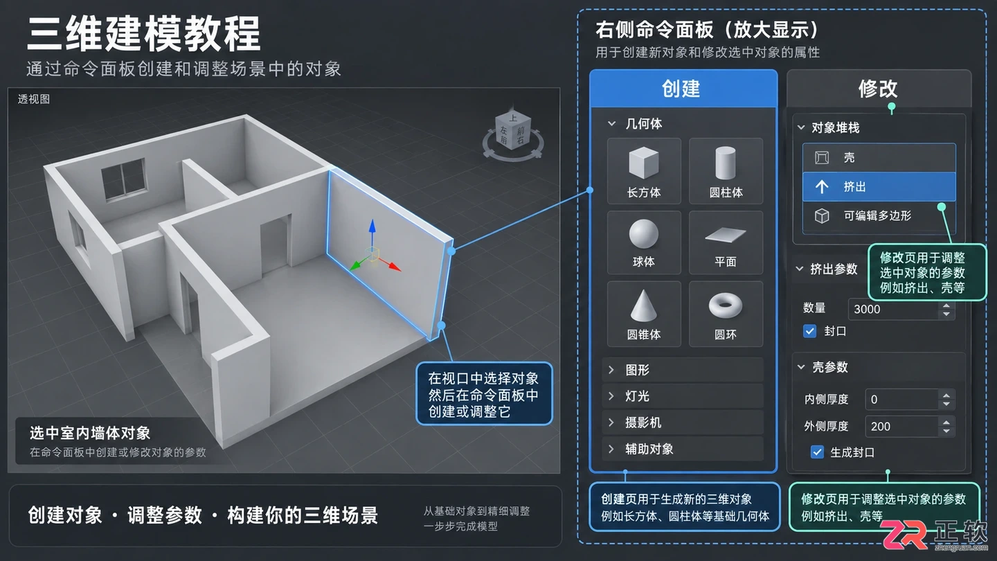 3dmax室内设计效果图实训教程：建模与效果图制作步骤