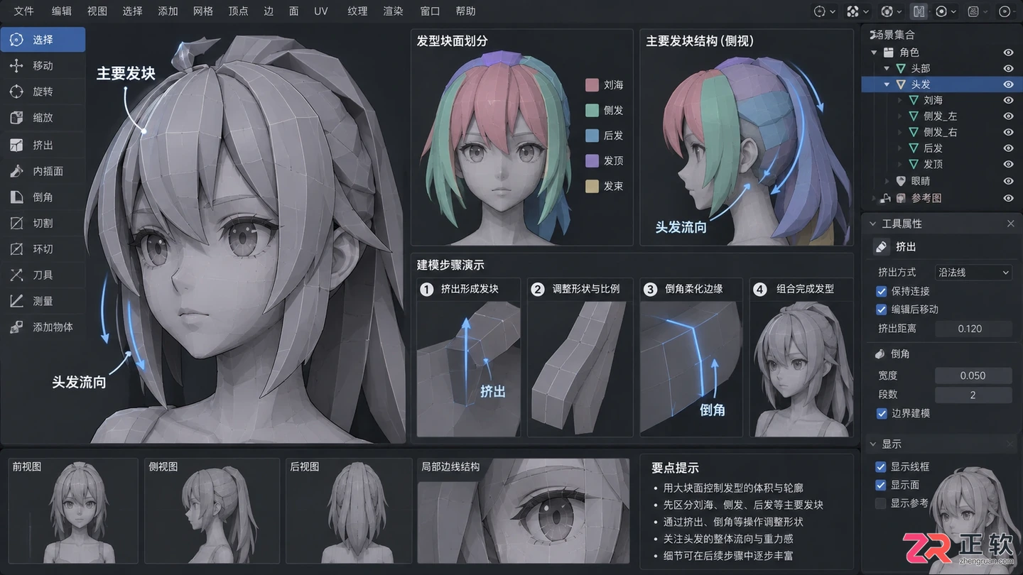 3dmax女性动漫角色建模教程:人物模型制作过程