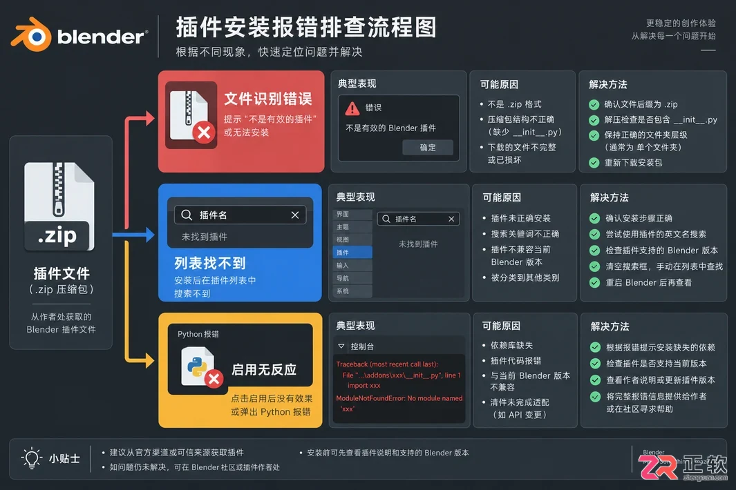 blender插件安装报错怎么解决及常见错误排查教程