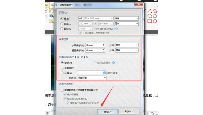本地PDF编辑器选择A4页面大小并设置边距和页面范围