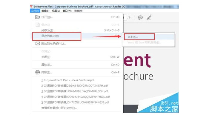 PDF阅读器通过另存功能导出文本操作图